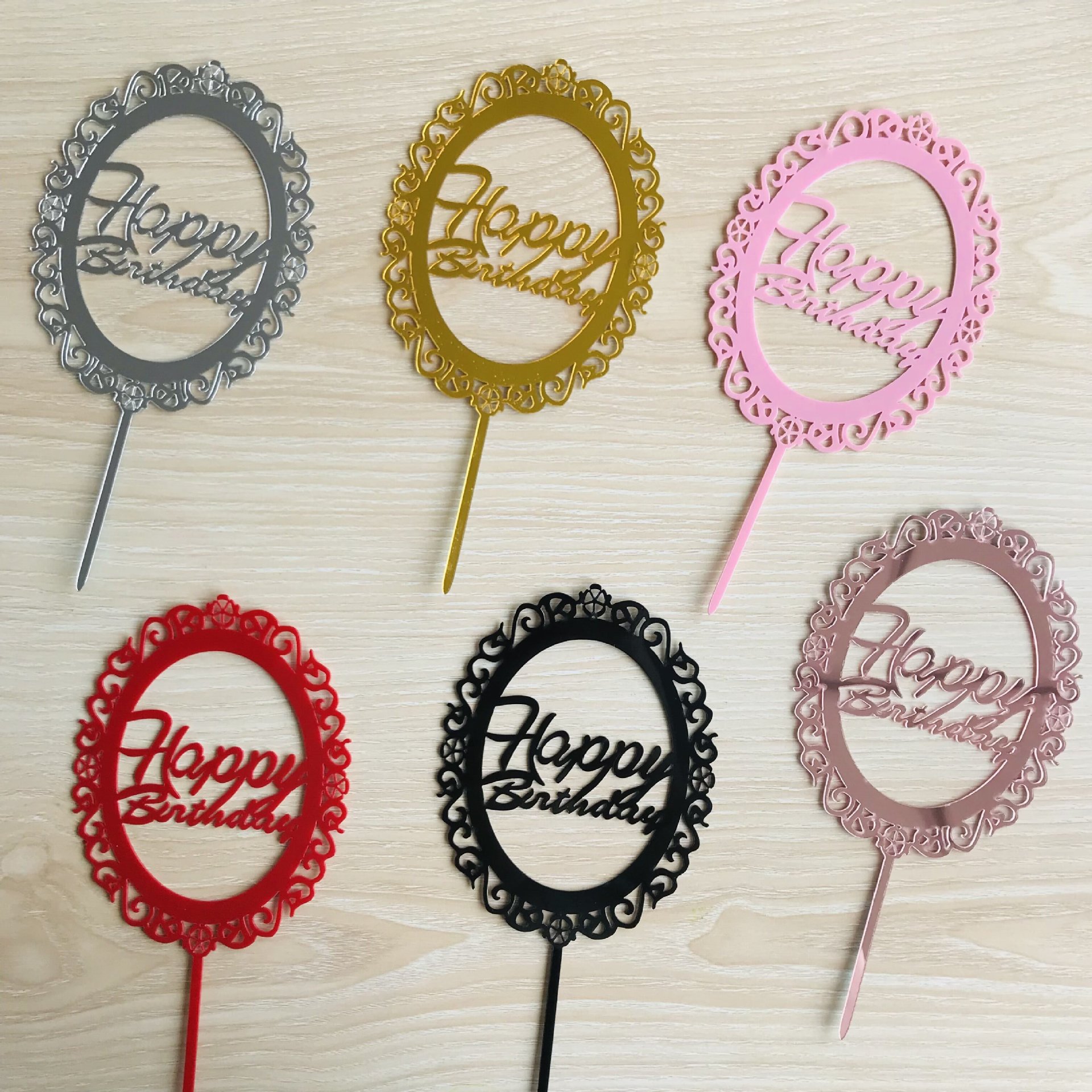 Fábrica de acrílico directo Feliz Cumpleaños feliz Feliz cumpleaños tarjeta plug-in postre Mesa hornear