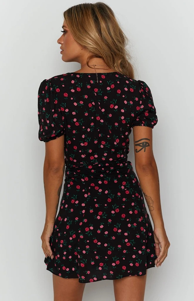 new style V-neck short sleeve printed dress  NSYD36534