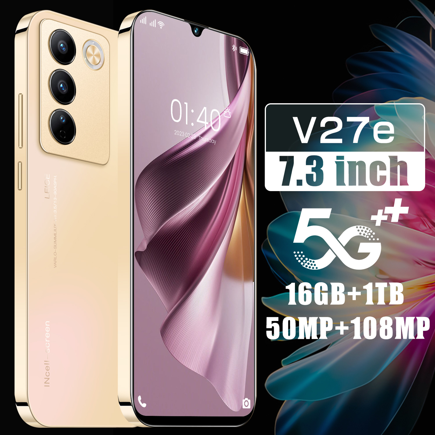 Smartphone (OZOM) V27E Android, Multi-region Memory Options, Colors Black/Emerald/Gold
