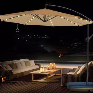 Outdoor parasol single roof banana umbrella courtyard garden terrace stall with solar led lights outdoor umbrella wholesale