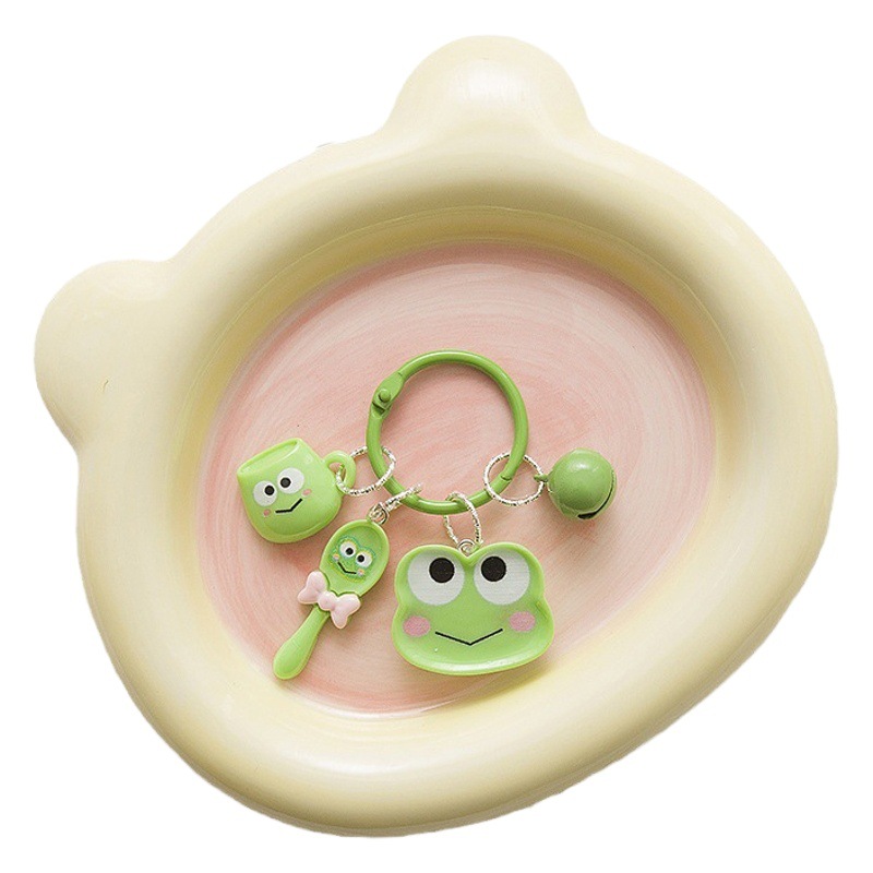 Tiktok vivo dibujos animados caliente Sanrio cena Placa de tres piezas llavero teléfono móvil cadena Yugui perro lindo colgante