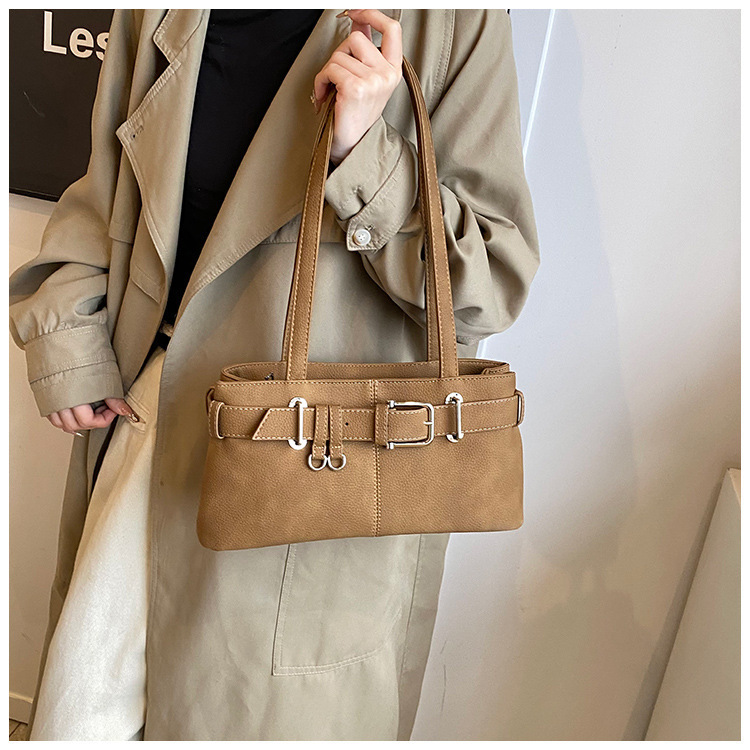 Belt Buckle Structured Zip Closure Shoulder Bag 31