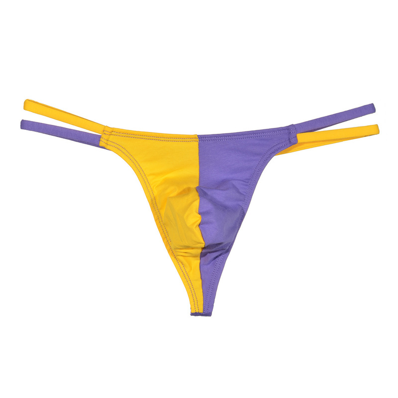 Foreign trade European and American style low waist men's underwear color matching cotton thin belt sports running seamless thong Y005