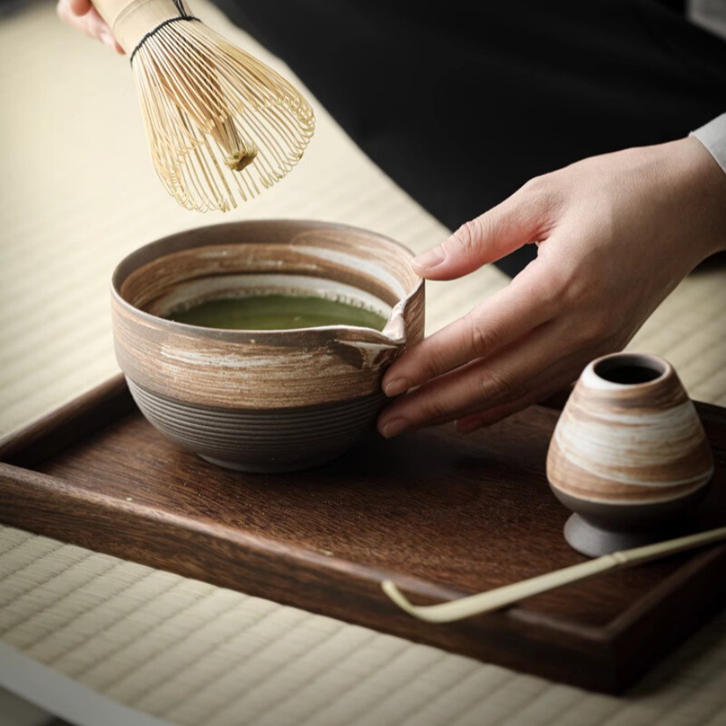 Matcha bowl playing matcha tea Song Dynasty tea ordering tool ceramic tea mixer Japanese bamboo matcha brush tea suit