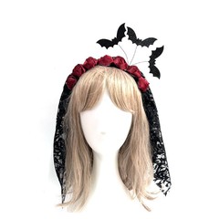ハロウィンオリジナルデザインハロウィンバットヘッドバンドクロスボーダーヨーロッパとアメリカのアンデッドホリデーブラックメッシュヘッドバンド