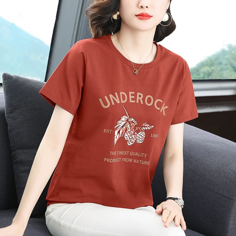 Loose Short-Sleeve T-Shirt for Women, Summer New Style for Middle-Aged Moms, Elegant and Age-Reducing, Versatile Loose Half-Sleeve Top Loose Short-Sleeve T-Shirt for Women, Summer New Style for Middle-Aged Moms, Elegant and Age-Reducing, Versatile Loose Half-Sleeve Top