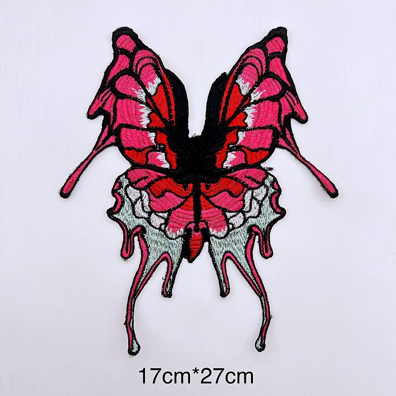 Colorido mariposa tela pegatinas de ropa de mujer ropa infantil bordado multicolor sello de bordado de computadora DIY pegatinas de tela al por mayor