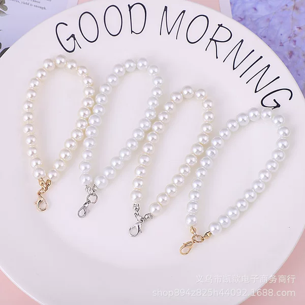 Pearl Jewelry Accessories Glass Imitation Pearl DIY Accessories Hand Bead Chain Fur Ball Keychain Pendant