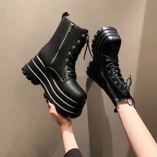 Height-Increasing Shoes 20cm Height Increase, Slimming Thick-Soled Shoes, British Style Thick-Soled New Short Boots, Short Martin Boots