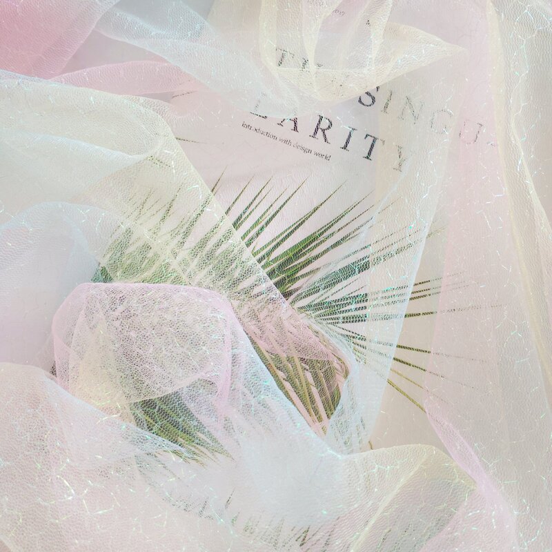 Transparent gradient Rose Red Yellow Blue Rainbow Magic color mesh decorative polyester elastic printed fabric mesh cloth