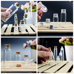 Mini glass bottle with cork mouth, empty aluminum lid, mini floating bottle, wishing bottle, transparent, divided storage bottle, kindergarten