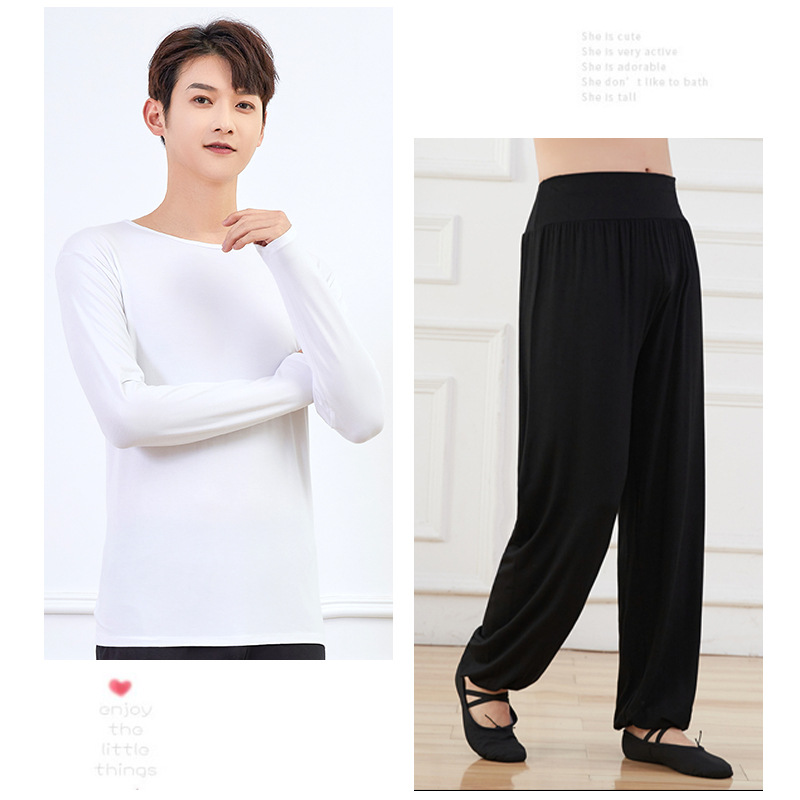 Men's white round neck (long sleeve) + Harlan pants