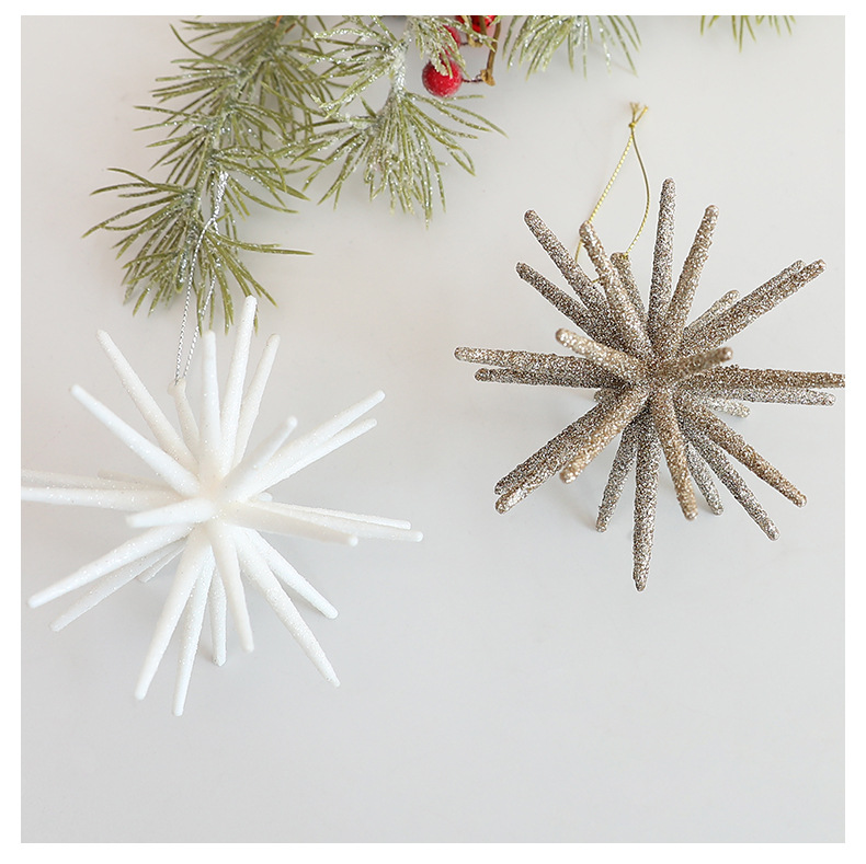 Modern csillag karácsonyi díszek pezsgőarany és fehér színben_voghion.com