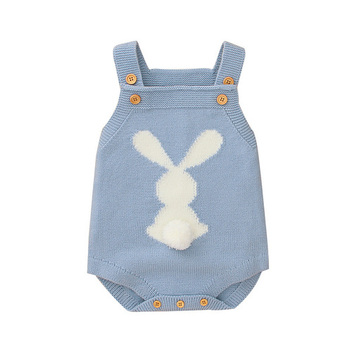 Ins best-selling unisex children's knitted sweater cute cartoon rabbit pull-up onesie
