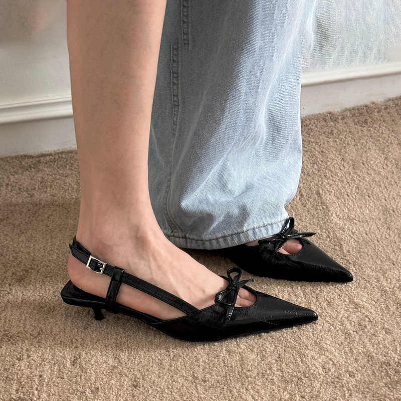 Sheepskin Version~French-Style Closed-Toe Sandals for Women, Pointed-Toe Stiletto High Heels, Stunning Bow-Knot Kitten Heel Mary Jane Shoes Sheepskin Version~French-Style Closed-Toe Sandals for Women, Pointed-Toe Stiletto High Heels, Stunning Bow-Knot Kitten Heel Mary Jane Shoes