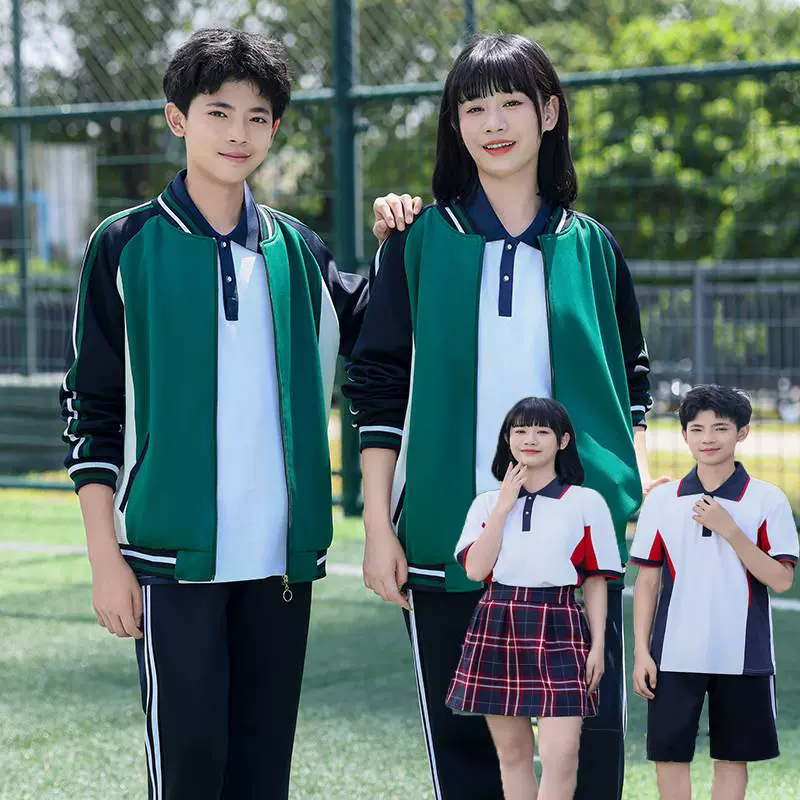 中学生校服夏季短袖裙子短裤运动套装学院风高中小学生班服三件套