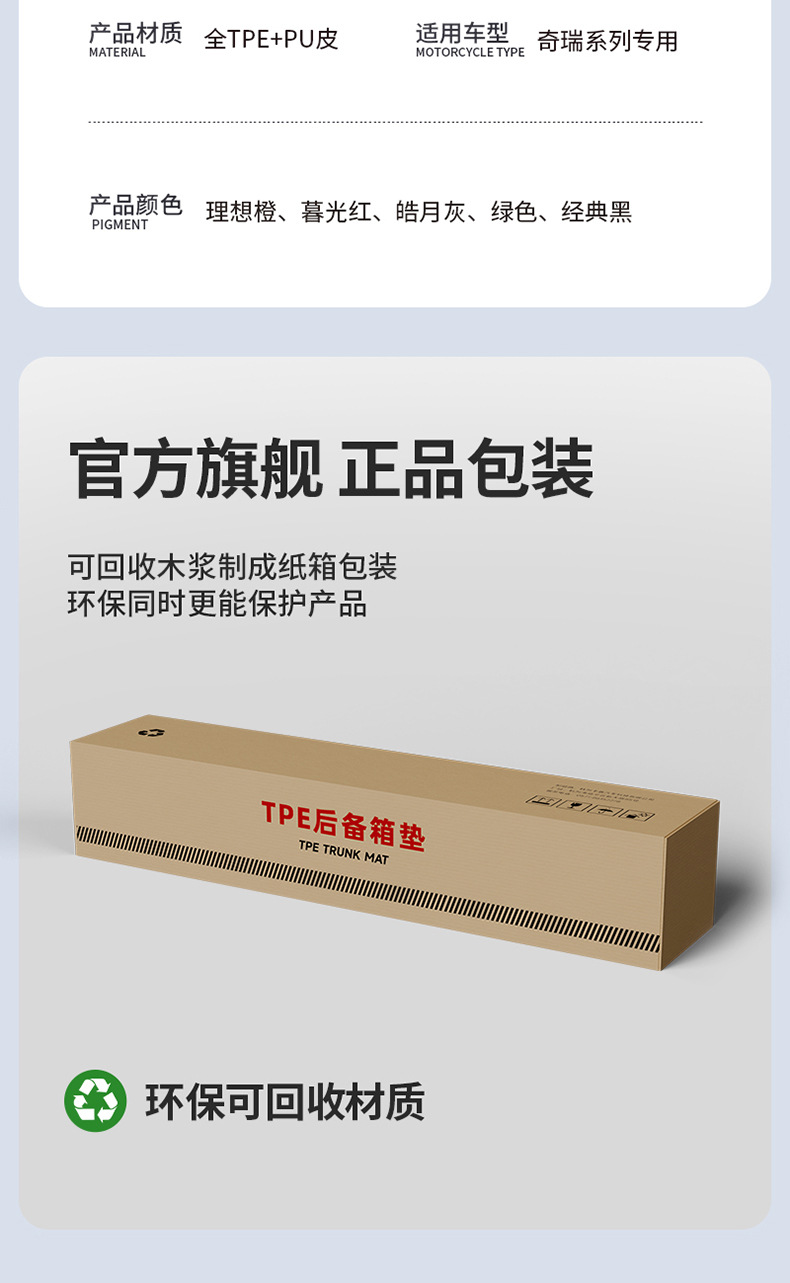 Suitable for Chery Tiggo 8, Arrizo 8, iCAR V23, special colorful TPE car trunk mat accessories