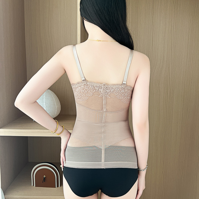 Verano delgado, sin costuras, hermosa espalda, transpirable, esculpir el cuerpo, abdomen, chaleco de fondo, malla para mujer, honda, ropa interior, almohadilla para el pecho fija