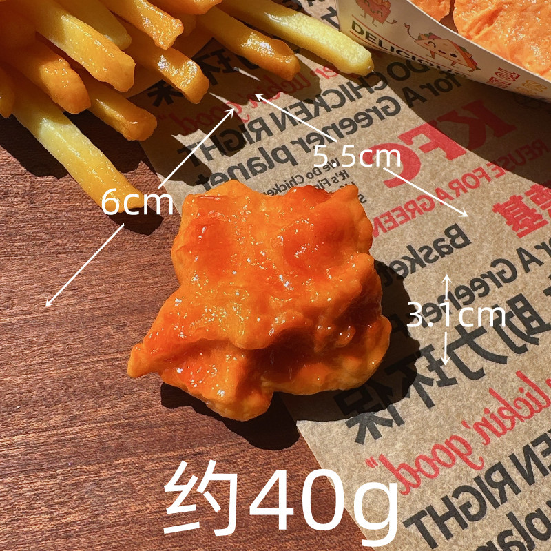 Fábrica en stock al por mayor simulación alimentos papas fritas pollo pierna alas Orleans cangrejo alicates fritos modelo de juego accesorios colgantes adornos