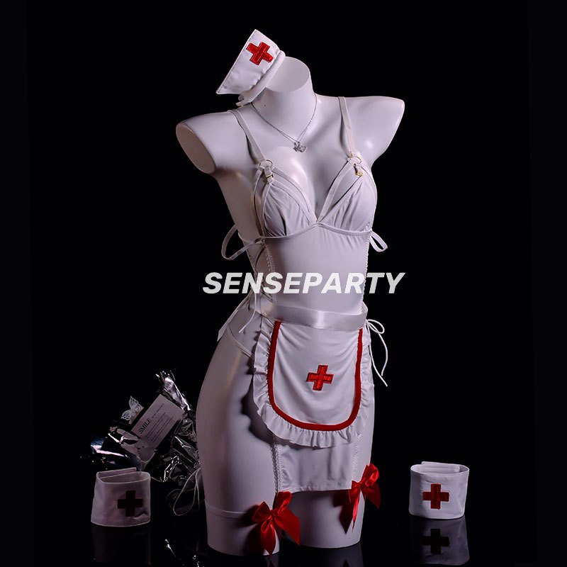 Sexy Lingerie Anime Two-Dimensional Nurse Uniform Suit Sexy No-Take-Off Slim Strap Suspender Nightgown Sexy Girl