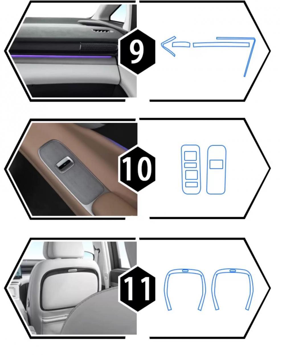 Suitable for Xpeng X9 interior protective film, center console instrument panel navigation gear shift film, screen car decoration accessories - TPU high quality