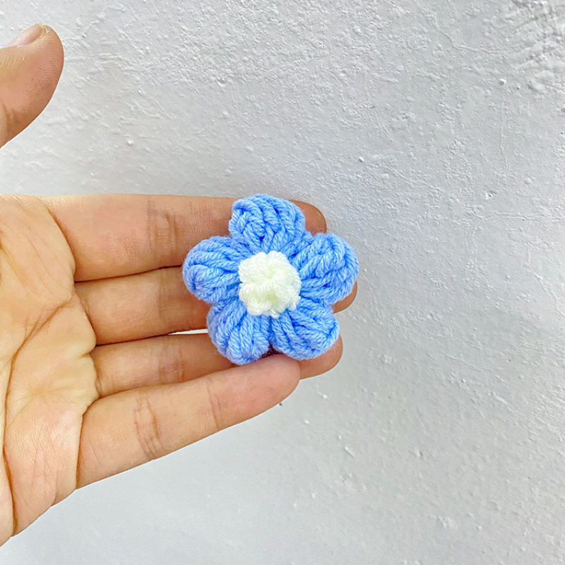 现货手工钩织泡芙花毛线花朵服装辅料饰品胸花包包仿真花花束配件|undefined
