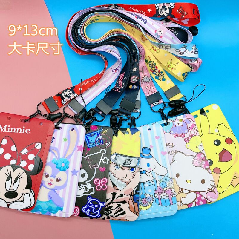 Super Large Creative Cartoon Card Case Student's Certificate Neck Lanyard School Card Access Control Working Protective Shell Transparent Neck