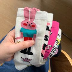 Women's Korean Style Crew Socks with Ins Trendy JK Girl Japanese Cute Bunny Pattern Illustration Cartoon Couple Crew Socks