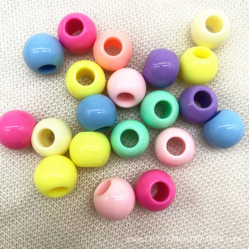 6-16 ミリメートル大穴ラウンドビーズマカロンカラーアクリルビーズ子供の DIY 手作りビーズ素材キャンディーカラーダスティングビーズ|undefined