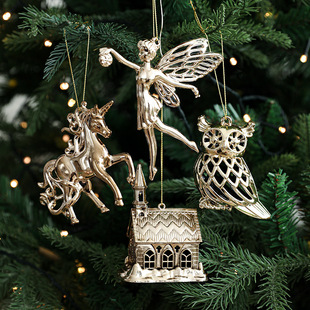 New Cross-border Christmas Gold Pendant Christmas Tree Electroplated Hanging Accessories Snowflake Fawn Jewelry Christmas Supplies
