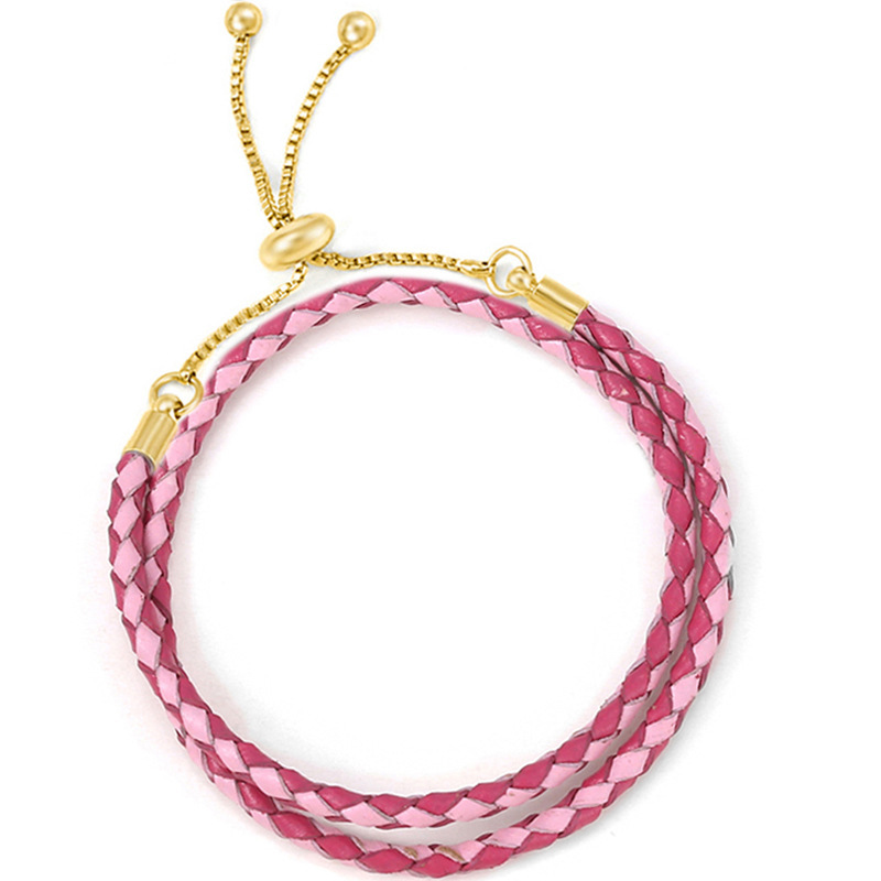 Goldperlen-Armband mit Schnalle, Damenarmband aus Lederband, doppelte Schlaufe, mehrfarbiger Stil, Basic-Kette_voghion.com