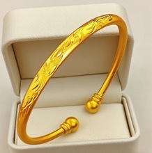 全珠手镯女士开口时尚龙凤光面流星雨手镯女真空镀金手镯在送妈