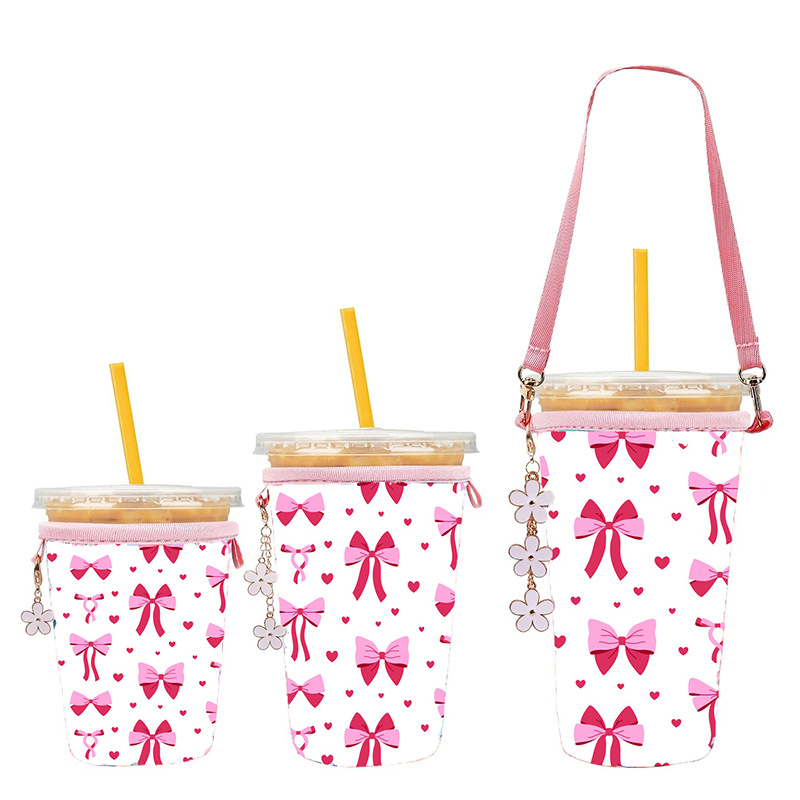 带肩带咖啡杯套潜水料咖啡车载织带提手咖啡杯套