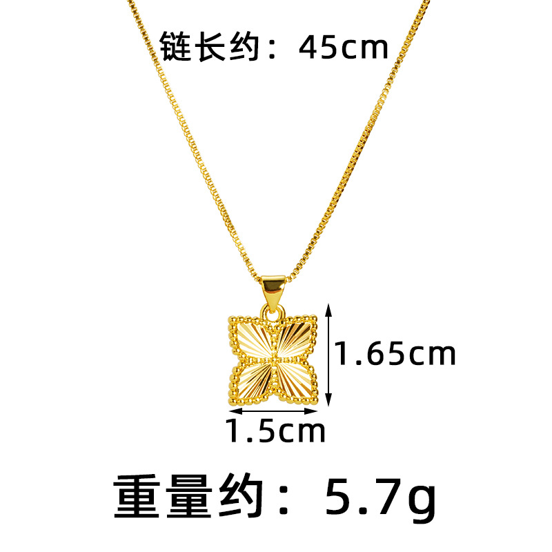 Anillo de collar de flores de cuatro hojas de oro vietnamita para mujeres de verano de alto nivel de lujo ligero conjunto de joyas de lujo auriculares al por mayor