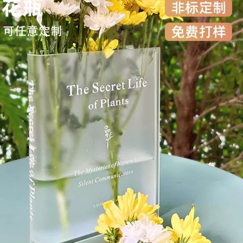 亚克力花瓶 书本花瓶 插花器装饰 北欧ins风 简约装饰高级感 跨境