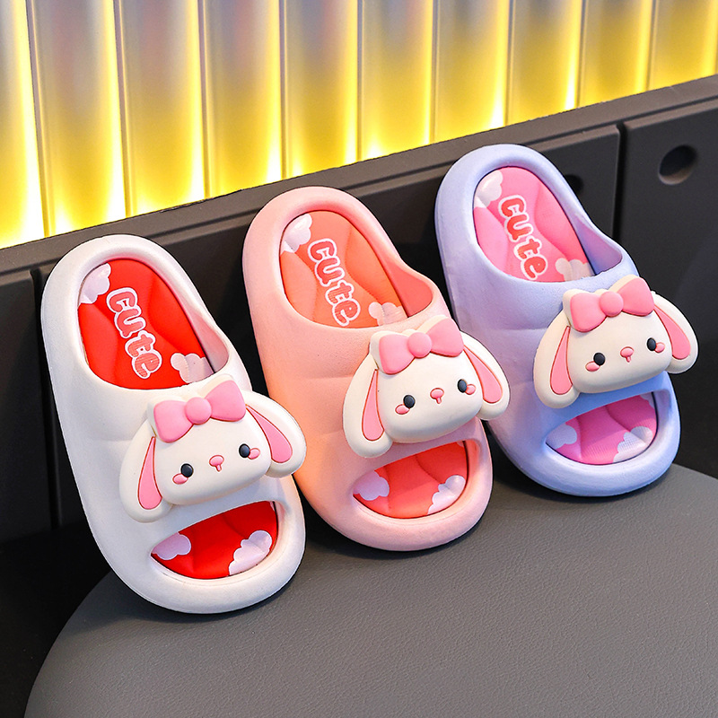 Sandalias y pantuflas para niños Verano niña princesa conejito lindo baño antideslizante baño niño hogar padre-hijo niños sandalias