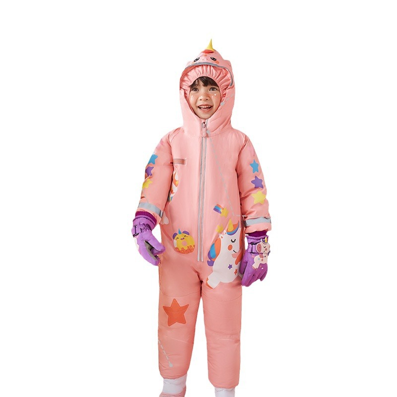 KK árbol dinosaurio traje de esquí para niños de una pieza para niños y niñas equipo de esquí para Bebés Ropa cálida de algodón acolchado otoño e invierno a prueba de viento image 6