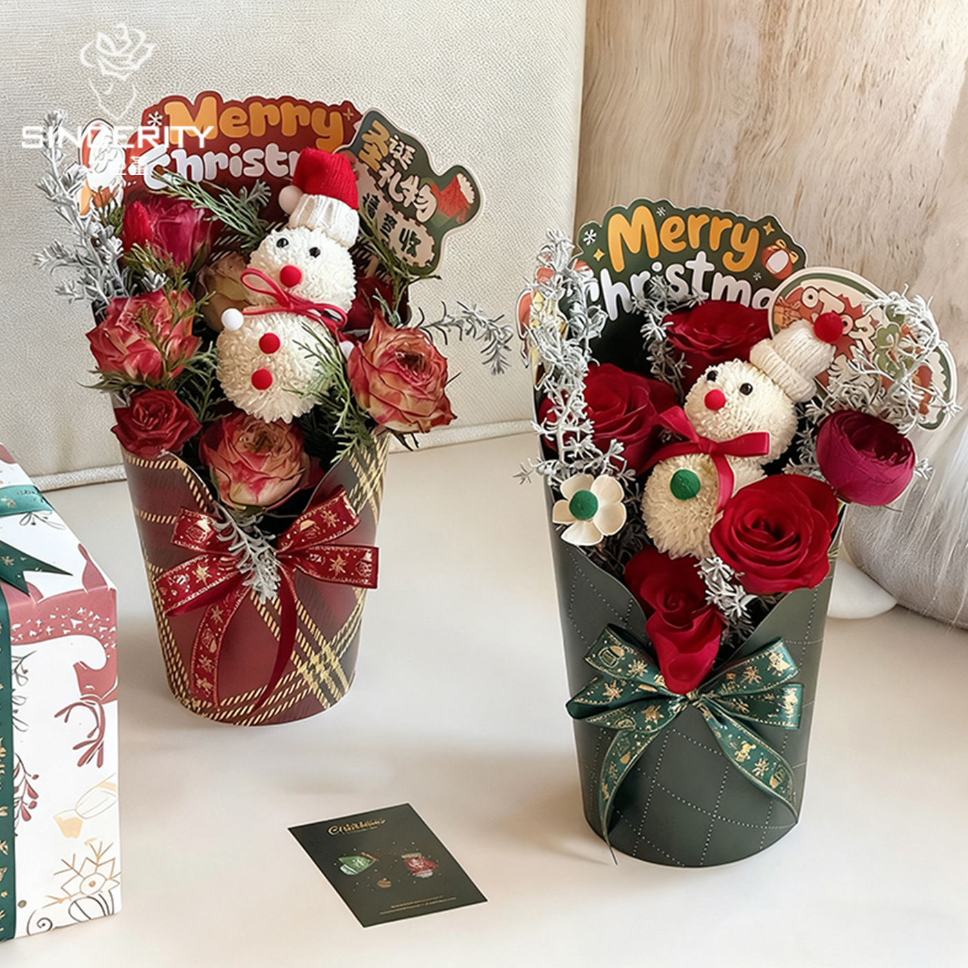 Caja redonda de Navidad de siete colores con taza impermeable caja de origami de Navidad embalaje de flores flores flores flores