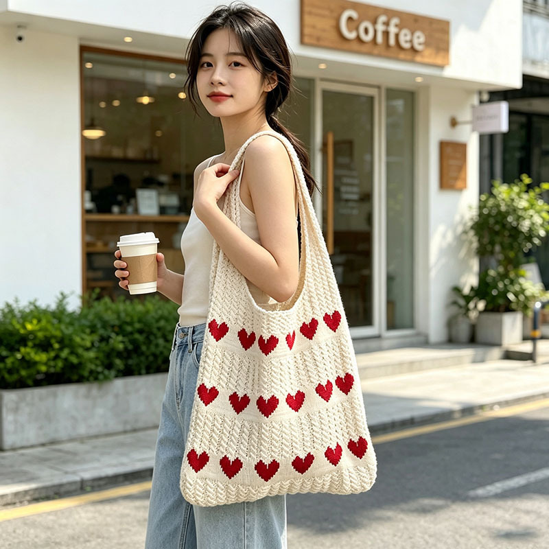 Women's casual large-capacity woven shoulder bag, new hollow-out design, popular cross-border style, casual student beach tote bag