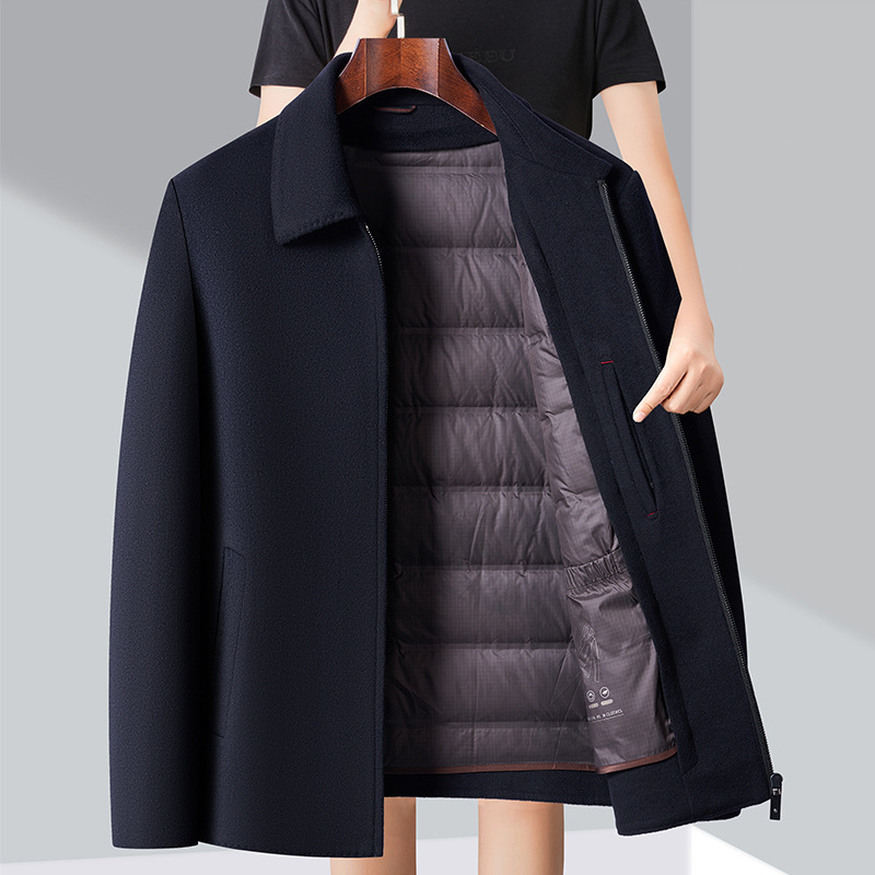 Dad autumn and winter warm detachable liner down jacket thickened middle-aged men's jacket middle-aged and elderly men's clothing