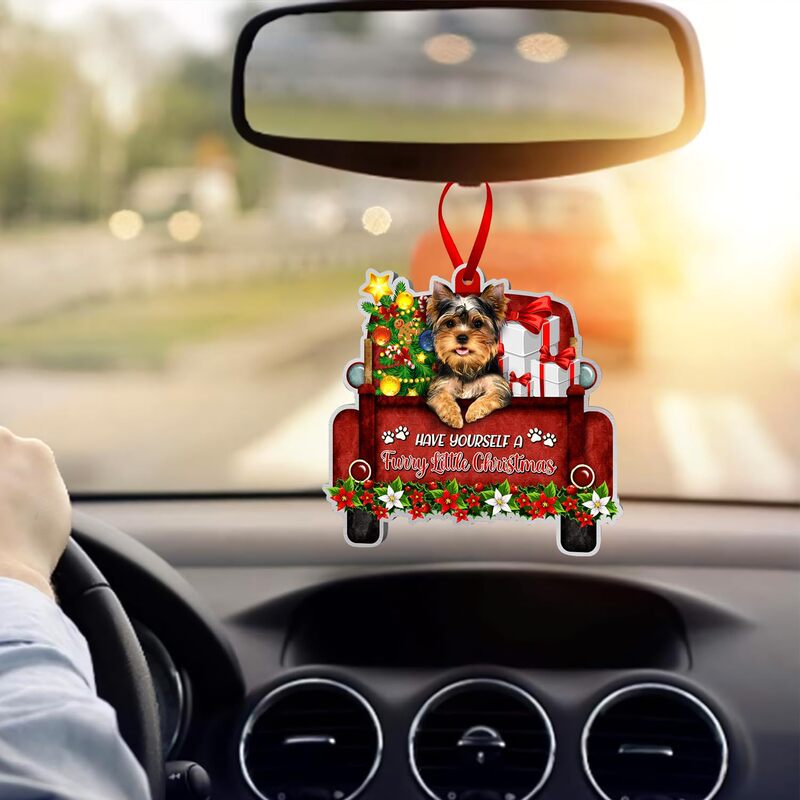 Cross-Border Hot-Selling Yorkshire Terrier Ornaments Christmas Tree Yorkshire Red Truck Ornaments Suitable for Yorkshire Lovers