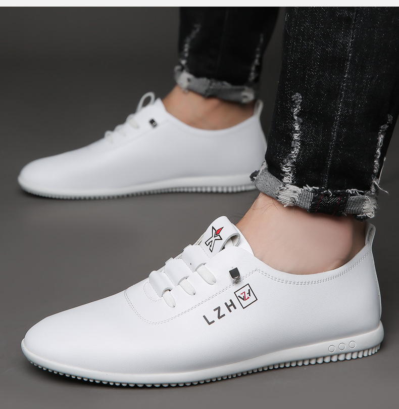 New Men's Breathable Korean Casual Shoes With Soft Sole And Soft Surface, Versatile Anti Slip White Shoes_vogvips.com