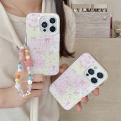 少女ins闪粉拼接蝴蝶结碎花适用iPhone17苹果16ProMax/15手机壳新