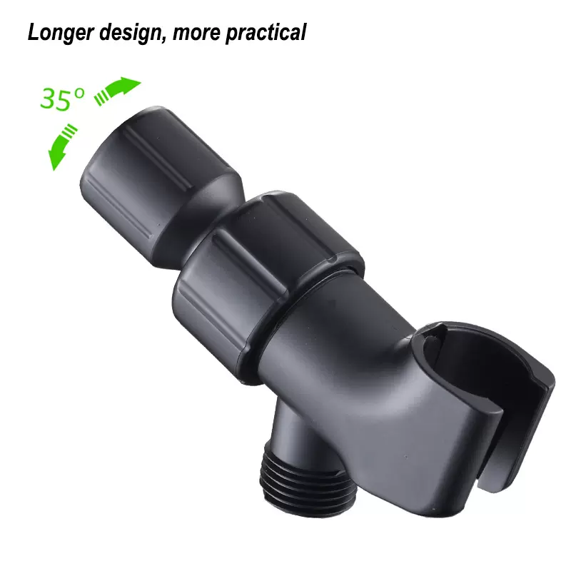 跨境热销美式臂架暗装淋浴花洒支架哑黑可调节铜转接头吊臂挂座