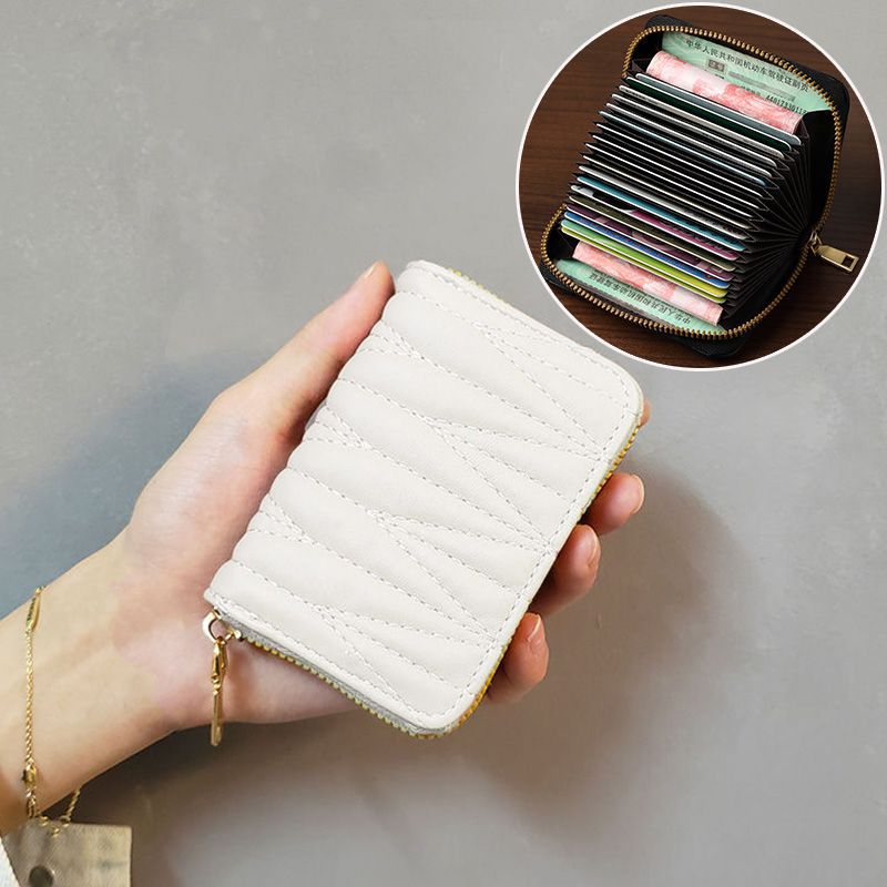 Estilo ing titular de la tarjeta de las mujeres exquisita gama alta nueva gran capacidad multi-tarjeta pequeña tarjeta de certificado portátil bolsa integrada