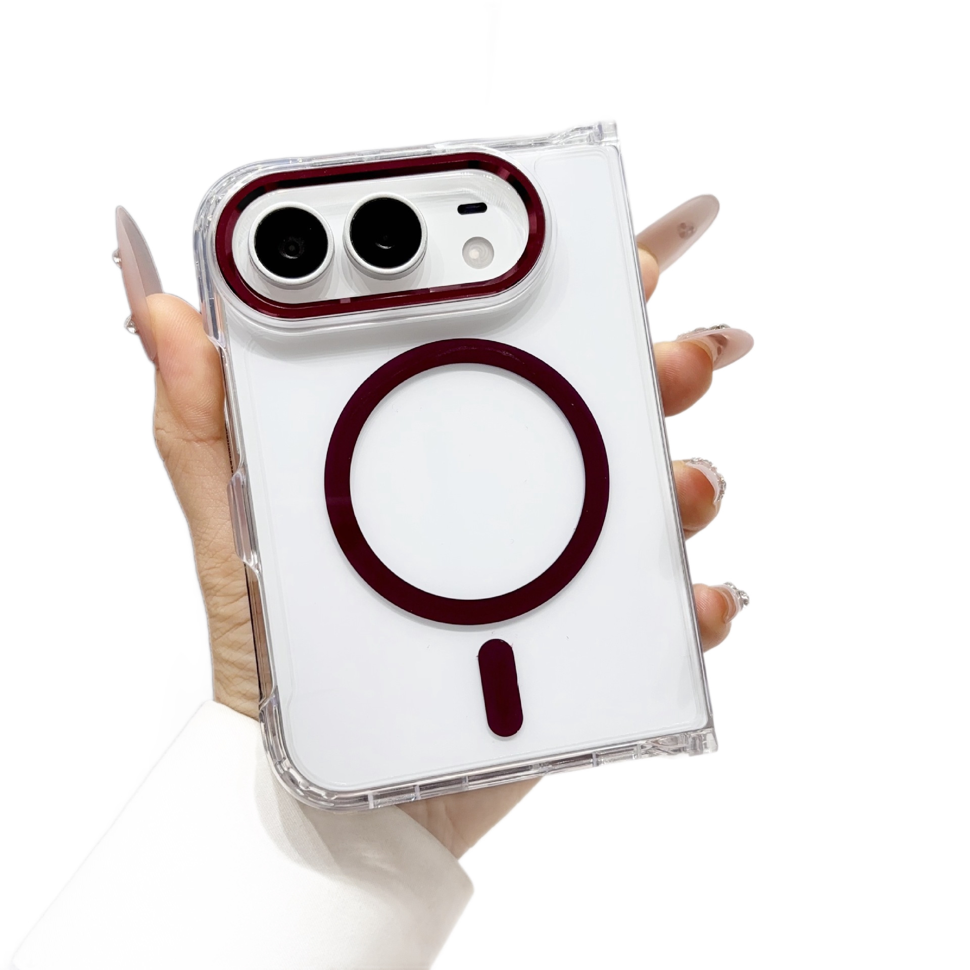 Funda Magnética para Celular Plegable iPhone Duo 18 Duo de Acrílico Transparente Anti-caídas