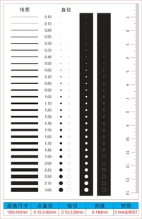Line Width and Diameter Gauge, Stain Card, Film Ruler, Point Gauge, Point Line Gauge 100X145Mm