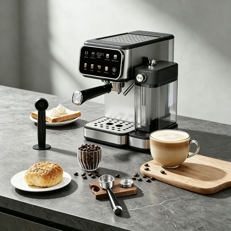 New Model Italian-Style Coffee Machine with Integrated Milk Frother, Color Touchscreen, 20 Bar High-Pressure Extraction, Stainless Steel, Cross-Border Oem New Model Italian-Style Coffee Machine with Integrated Milk Frother, Color Touchscreen, 20 Bar High-Pressure Extraction, Stainless Steel, Cross-Border Oem
