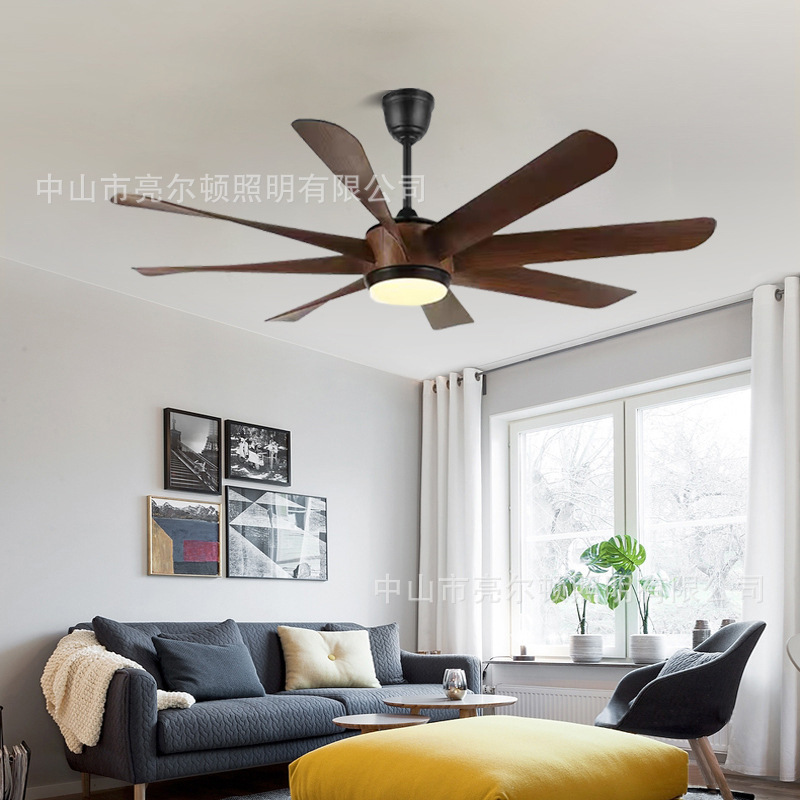 Nordic Living Room Fan Lamp Variable Frequency Large Size Restaurant Ceiling Fan Lamp Simple Modern Strong Wind Hall Fan Lamp