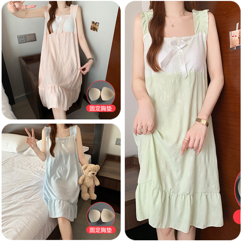 2025 nubes de verano falda de algodón arco en relieve vestido de dormir para mujeres estudiantes frescos armband ropa casera comercio exterior